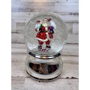 Vintage Christmas Snow Globe Shiny Brite Style Santa Figure Musical Jingle Bells